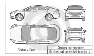 Car sedan and suv drawing outlines not converted to objects photo