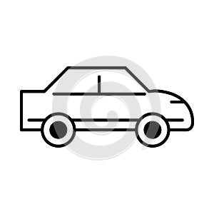 Car sedan transport, side view line icon isolated on white background