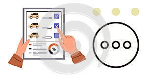 Car Selection Checklist with Data Chart for Vehicle Comparison and Decision-Making