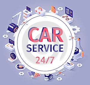 Car Service Banner Offer 24 to7 Customer Support photo