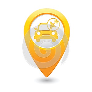 Car service. Car with wireless icon on the map pointer