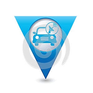 Car service. Car with wireless icon on the map pointer