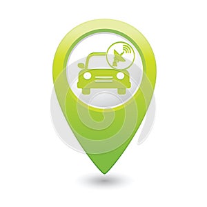 Car service. Car with wireless icon on the map pointer