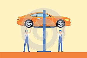 Car service concept. Automobile maintenance repair