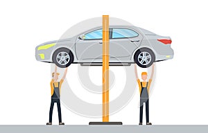 Car service concept. Automobile maintenance repair