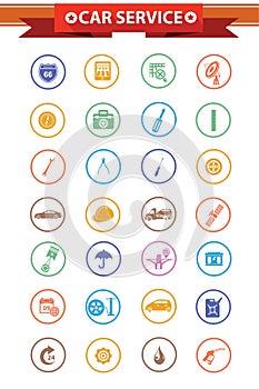 Car service concept icons,Colorful version