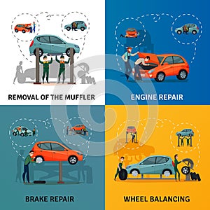 Car Service Concept Icons Set
