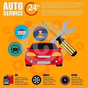 Car service flat icon set. Auto mechanic service flat icons of maintenance car repair and working.