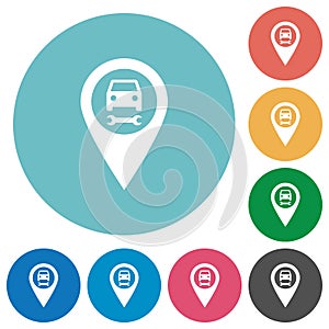 Car service GPS map location flat round icons