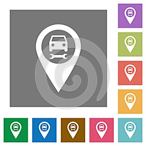 Car service GPS map location square flat icons