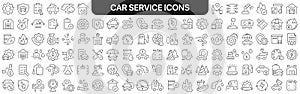 Car service icons collection in black. Icons big set for design. Vector linear icons