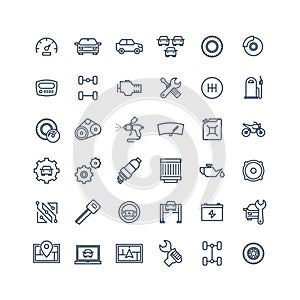 Car service icons set