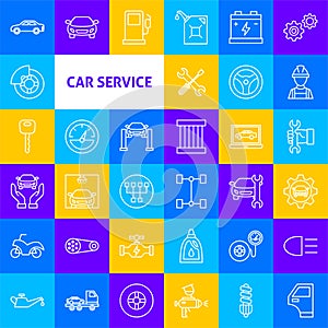 Car Service Line Icons