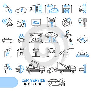 Car service line icons