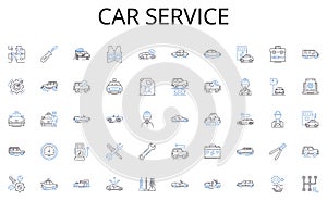 Car service line icons collection. Ritual, Etiquette, Protocol, Culture, Norms, Customs, Hierarchy vector and linear