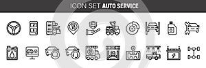 Car service line icons set vector illustration