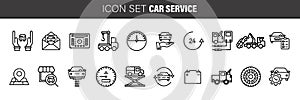 Car service line icons set vector illustration