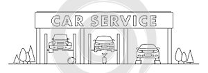 Car service line vector illustration with different maintaince services