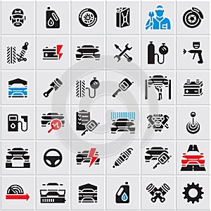 Car service maintenance icons set, car vector icons, auto parts, car repair