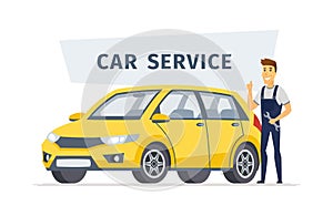 Car service - modern vector cartoon character illustration