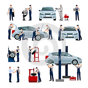 Car Service People Icons Set