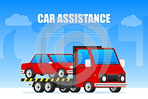 Car Service and Roadside Assistance. Car towing truck