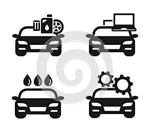 Car service. A set of icons symbolizing the services of a technical center. Vector set.