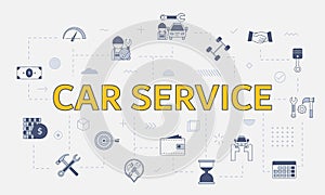 Car services concept with icon set with big word or text on center