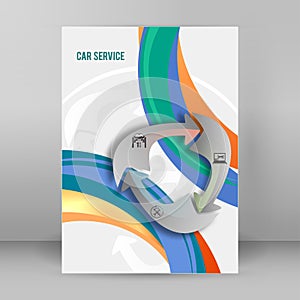 Car services cover page booklet report format A4 arrow concept