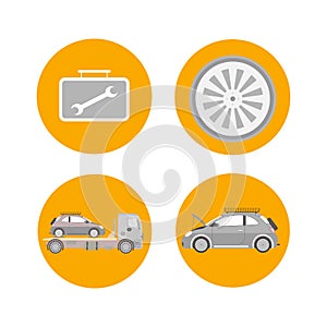 Car Services Range Flat Isolated Illustrations