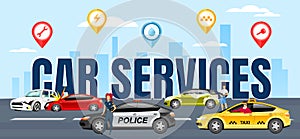 Car services word concepts flat color vector banner