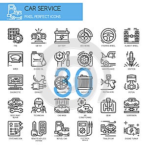 Car serviec , thin line icons set