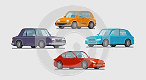 Car set of icons. Vehicle, transport, parking, garage concept.