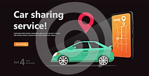 Car sharing concept. Online transport service rent.