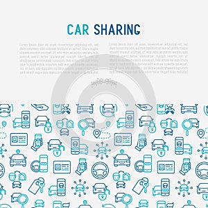 Car sharing concept with thin line icons