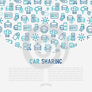 Car sharing concept with thin line icons
