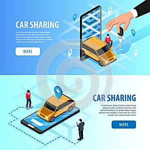 Car Sharing Isometric Banners