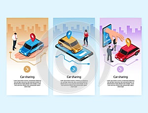 Car Sharing Isometric Banners