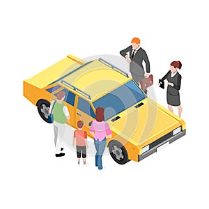 Car Sharing Isometric Composition