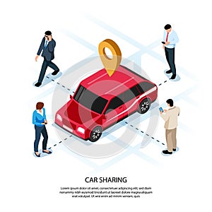 Car Sharing Isometric Composition