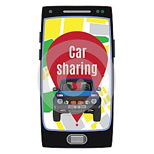 Car sharing service concept vector flat illustration