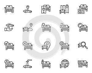 Car sharing service line icons set