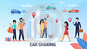 Car Sharing. Short Trips for Family Inside City