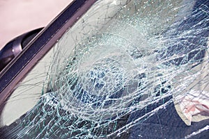 car shattered by vandalism