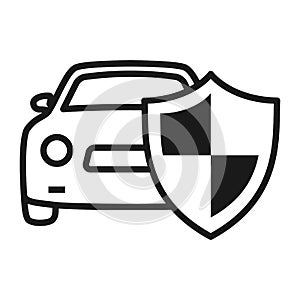 Car Shield Icon, transport insurance symbol. linear vector illustration