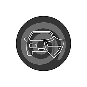 Car shield line icon on white vector in modern flat style
