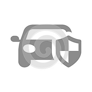 Car and shield vector icon