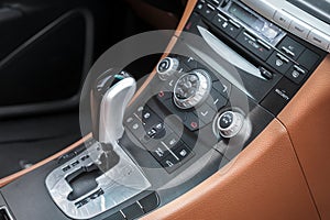 Car shift lever and stereo control