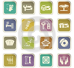 Car shop icons set