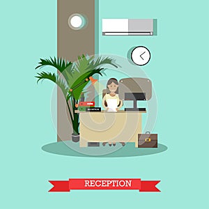 Car shop reception concept vector illustration in flat style